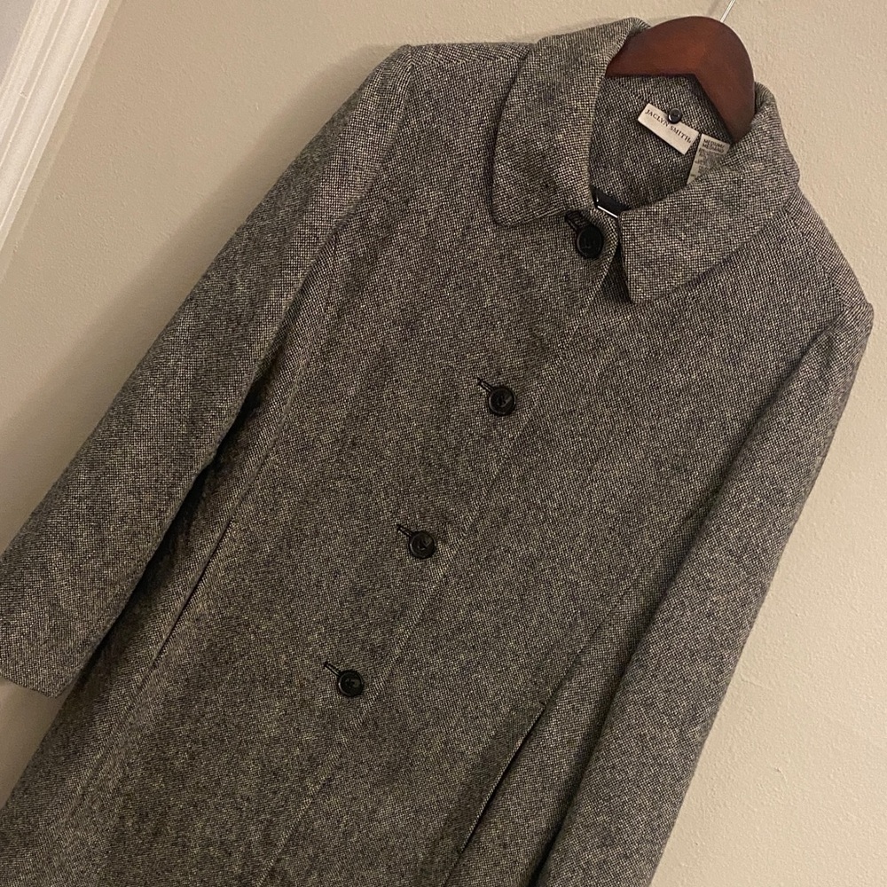 Jaclyn Smith VTG Charcoal Tweed Wool Blend Pea Coat. Medium